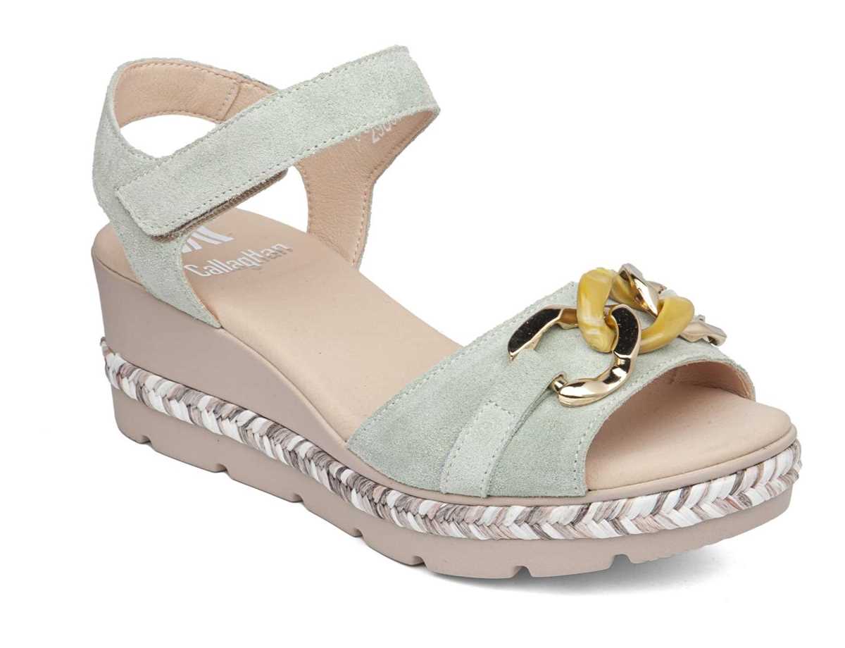 Callaghan 29807 Mara Keilabsatz Sandalen Damen Grün | NOJ6170DK