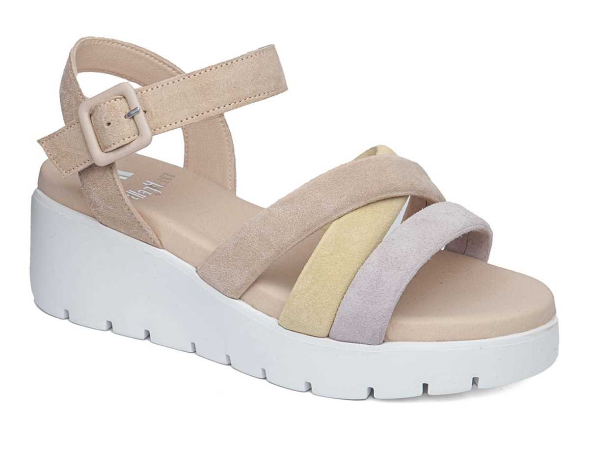 Callaghan 32000 Bera Keilabsatz Sandalen Damen Lila Gelb Beige | JCW893AM