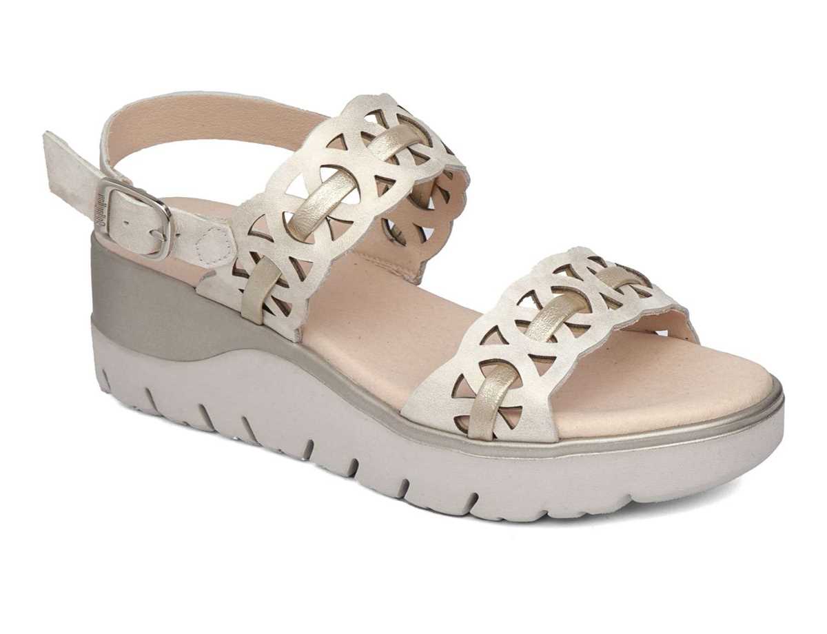 Callaghan 26517 Uwanja Keilabsatz Sandalen Damen Beige Gold | RFT4059HK