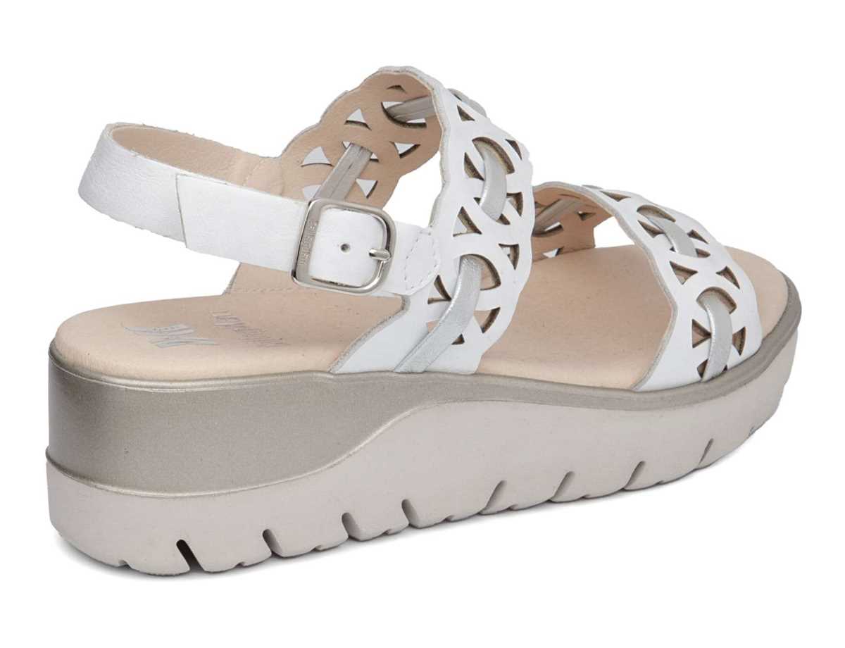 Callaghan 26517 Uwanja Keilabsatz Sandalen Damen Weiß Silber | VJF9192YN