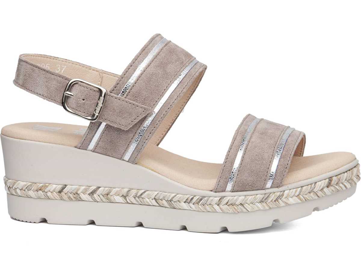 Callaghan 29805 Mara Keilabsatz Sandalen Damen Beige Silber | NUM2261NY