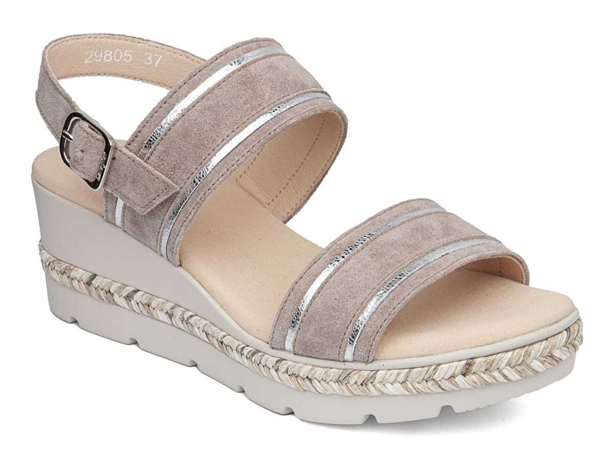 Callaghan 29805 Mara Keilabsatz Sandalen Damen Beige Silber | NUM2261NY