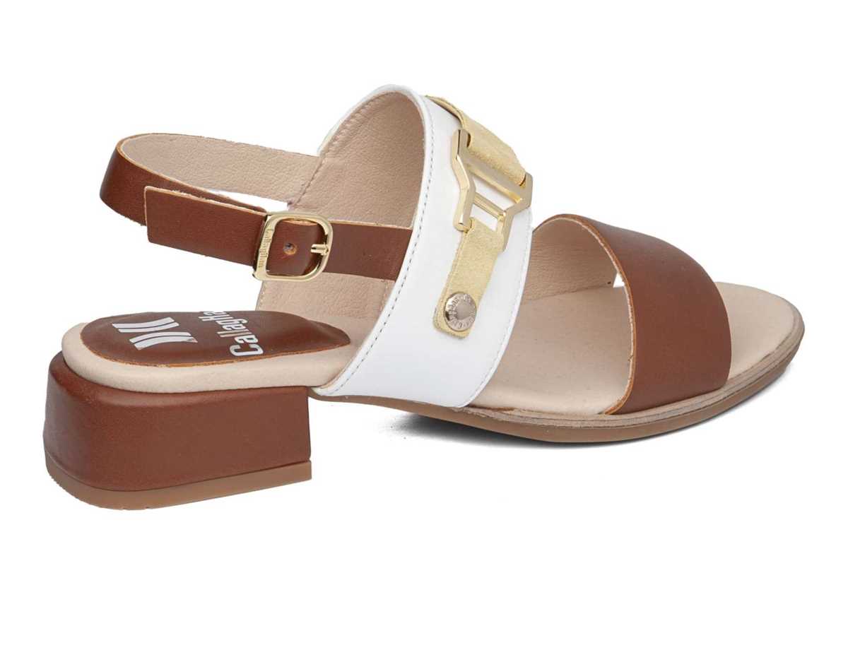 Callaghan 30304 Luna Sandalen Absatz Damen Braun Weiß Gelb | FCE8289NE