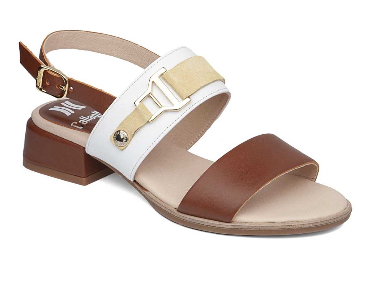 Callaghan 30304 Luna Sandalen Absatz Damen Braun Weiß Gelb | FCE8289NE