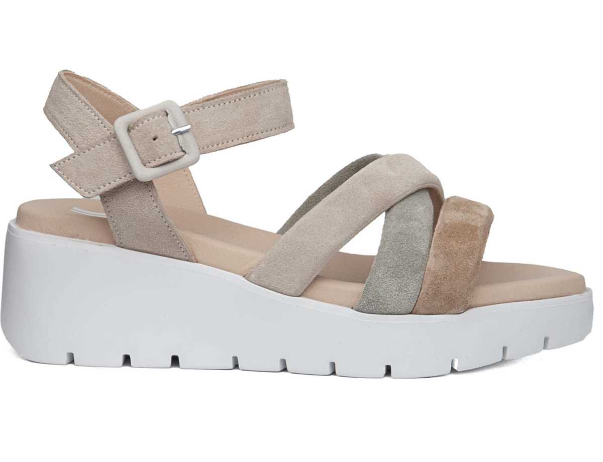 Callaghan 32000 Bera Keilabsatz Sandalen Damen Beige Grün Braun | DWY2266XS